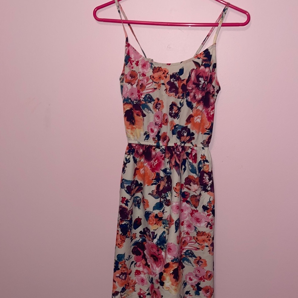 Floral mini dress with scoop back